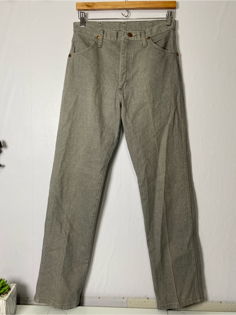 Vintage Wrangler Women's High-waisted Pants Jeans Size 13 Gray Cotton USA
